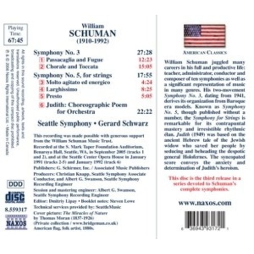 Naxos Schuman, W.: Symphonies Nos. 3