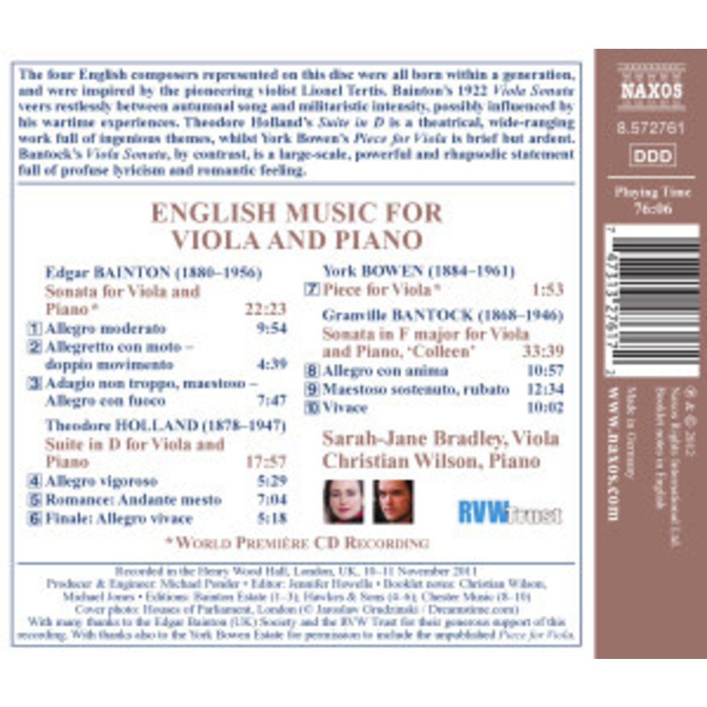 Naxos English Music For Viola And Piano