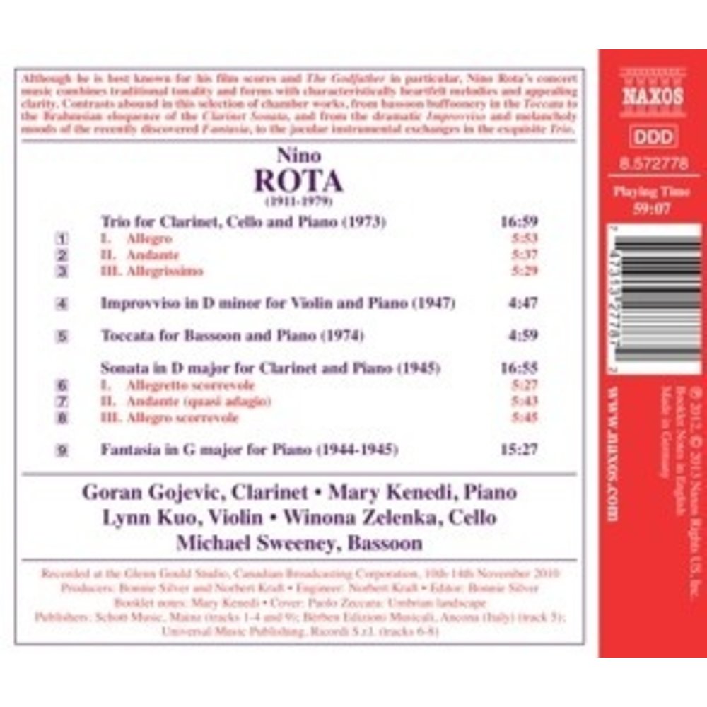 Naxos Rota: Clarinet Sonata/Trio
