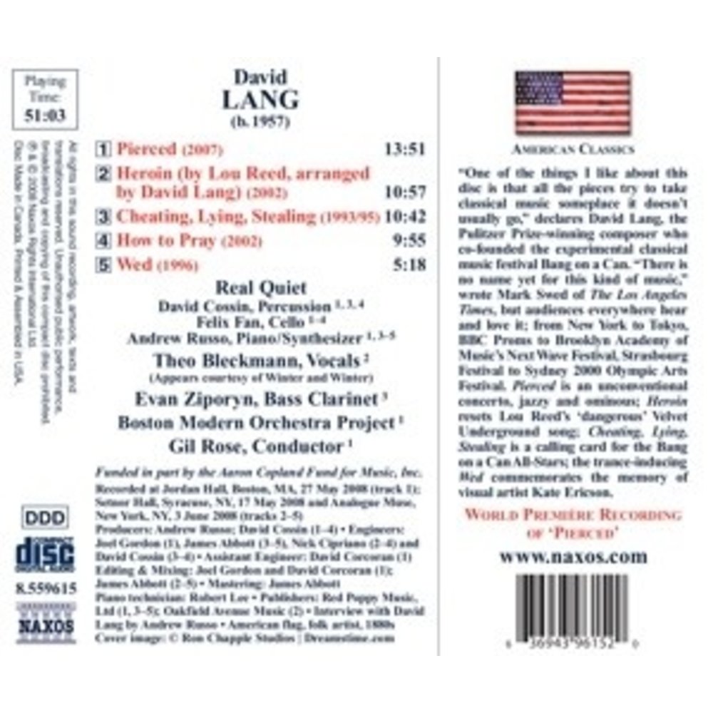 Naxos David Lang: Pierced