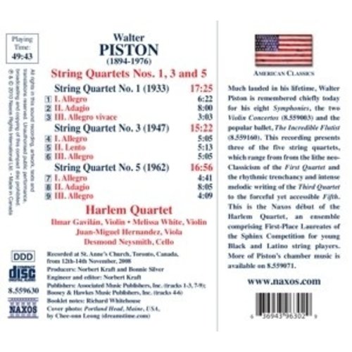 Naxos Piston: String Quartets 1,3,5