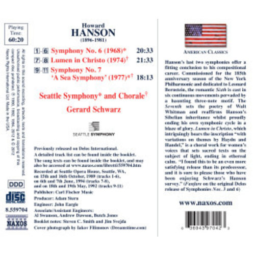 Naxos Hanson: Symphonies 6+7