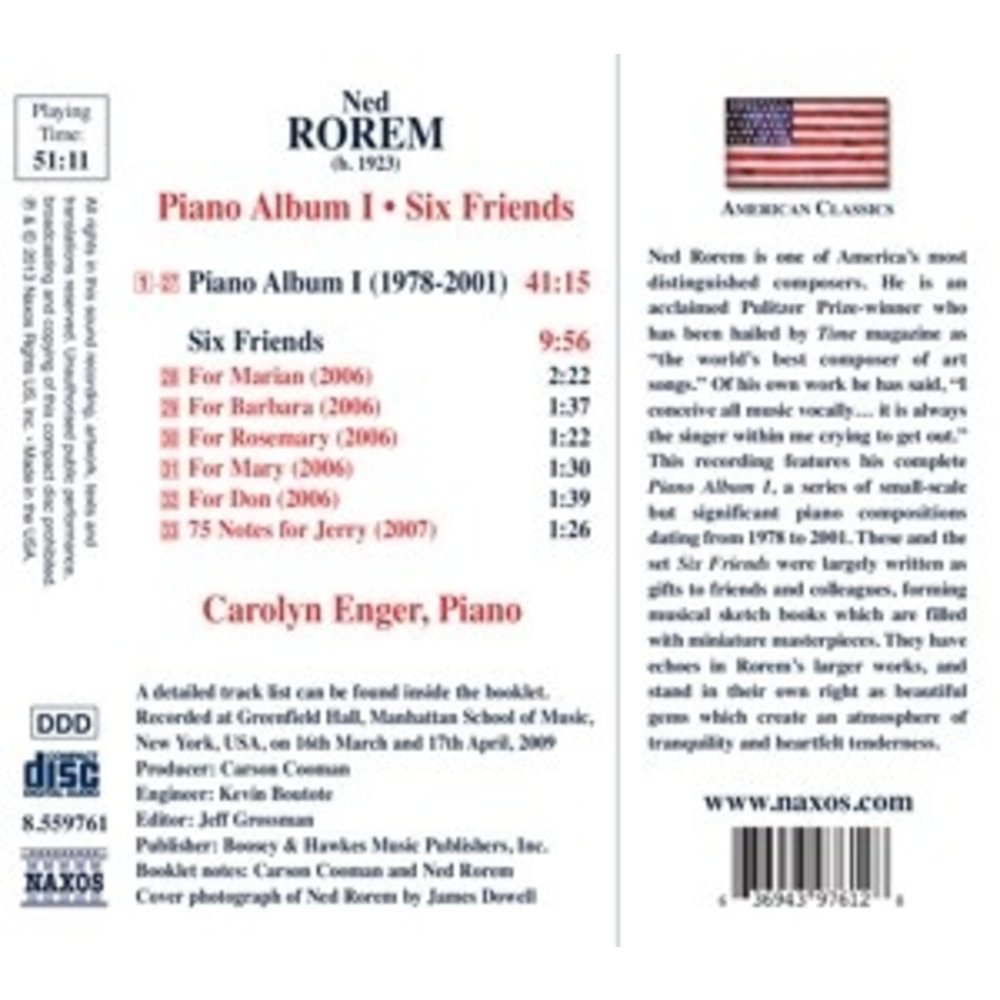 Naxos Rorem: Piano Album I