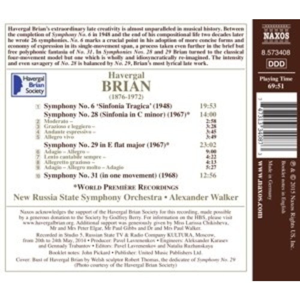 Naxos Symphonies Nos. 6, 28, 29 And 31