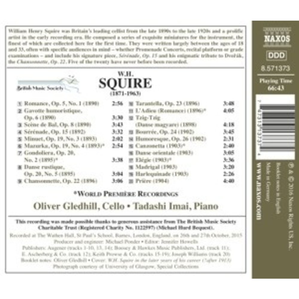 Naxos Miniatures For Cello And Piano