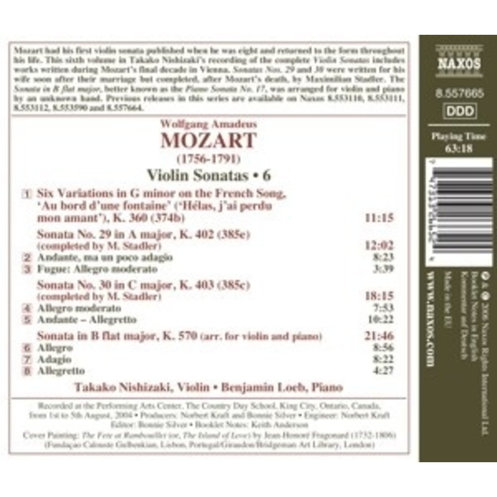 Naxos Mozart: Violin Sonatas, Vol. 6