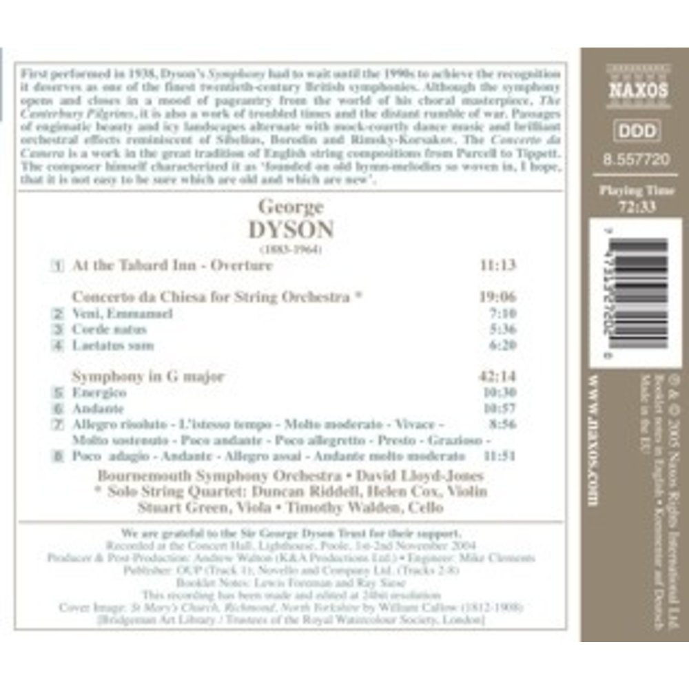 Naxos Dyson: Symphony In G Major / C