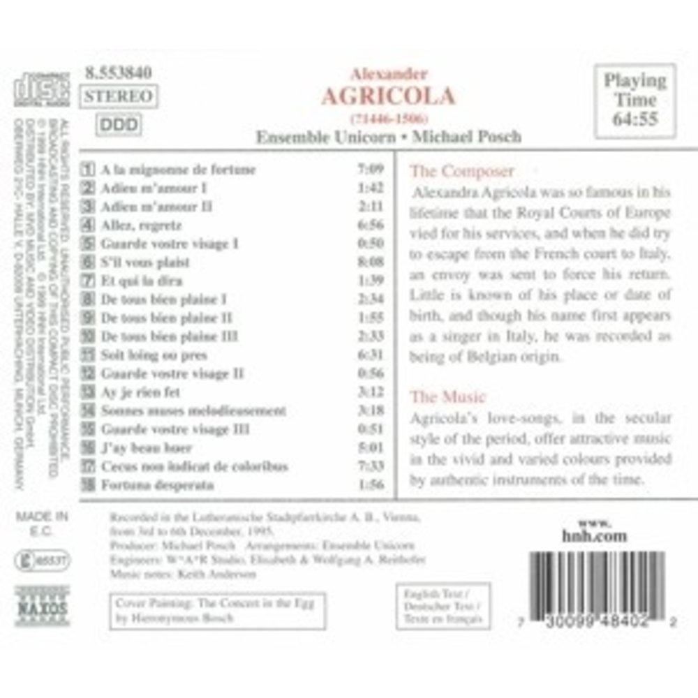 Naxos Agricola: Secular Works