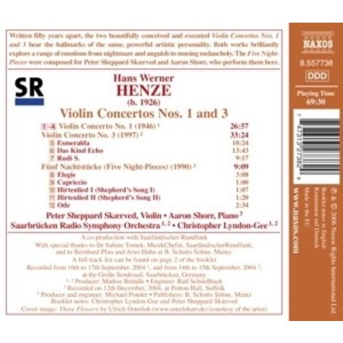 Naxos Henze:violin Concertos Nos.1&3