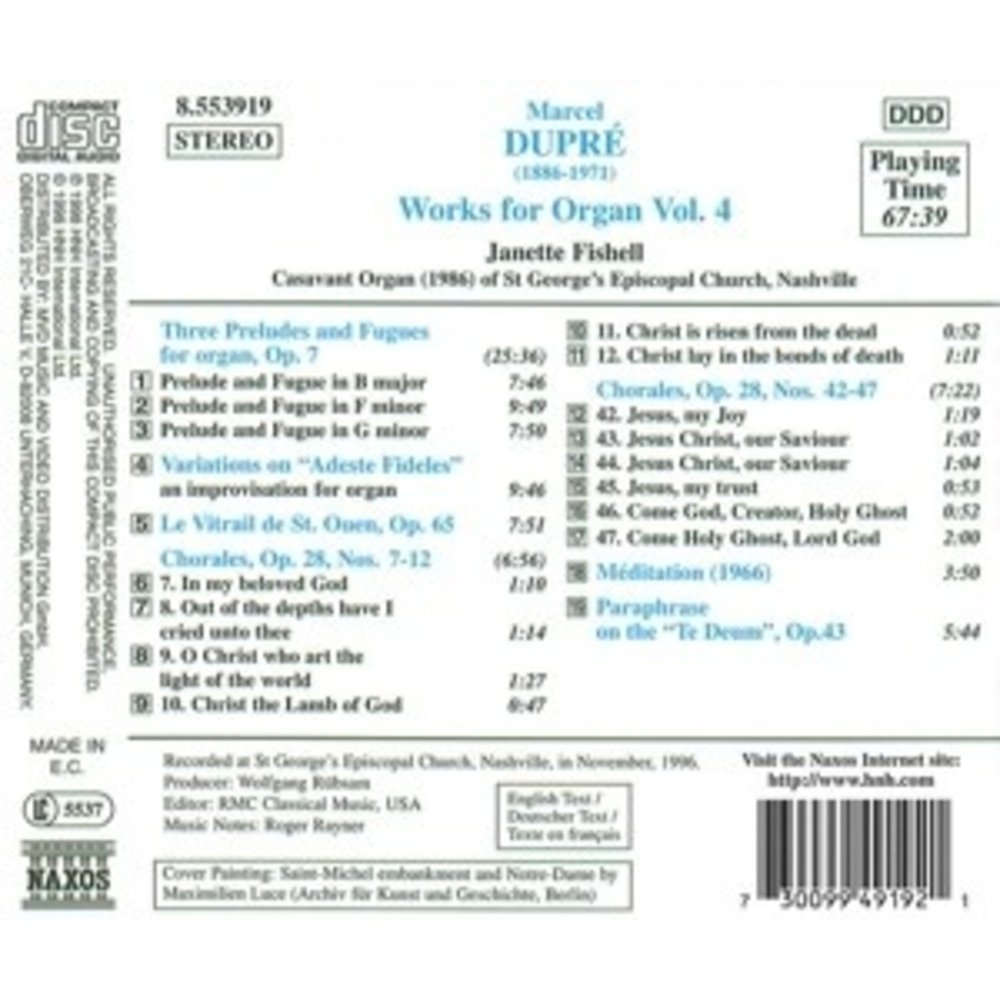 Naxos Dupre: Works For Organ Vol.4