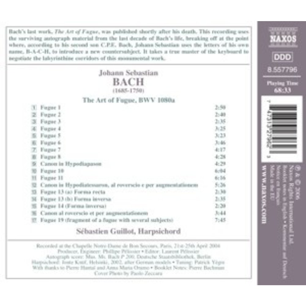 Naxos Bach, J.s.: Kunst Der Fuge (Di