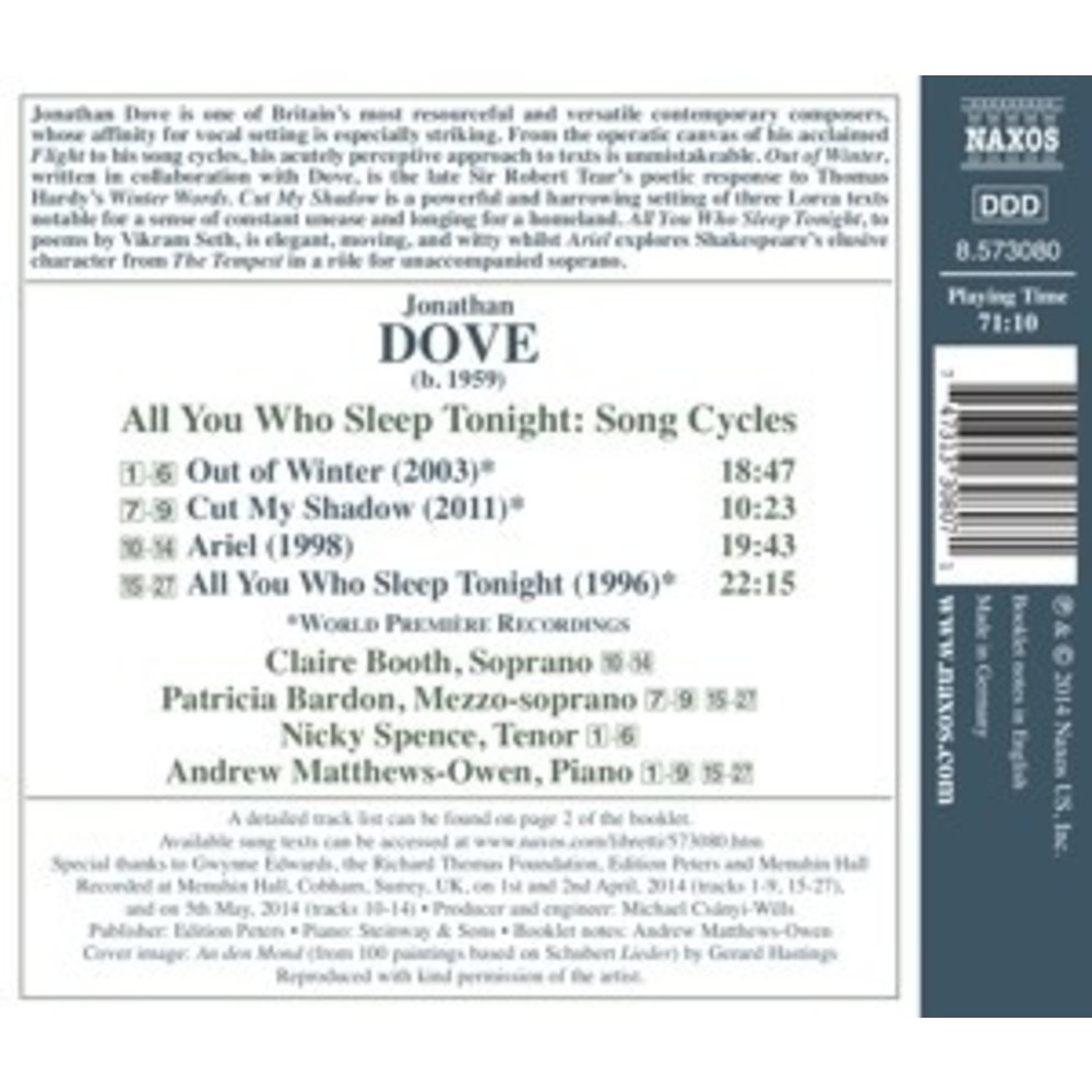 Naxos All You Who Sleep Tonight : Song Cycles