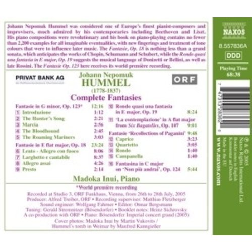 Naxos Hummel Johann Nepomuk:fantasie