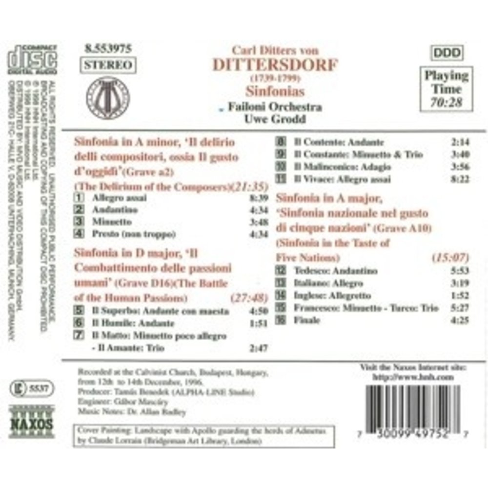 Naxos Dittersdorf:three Descriptive