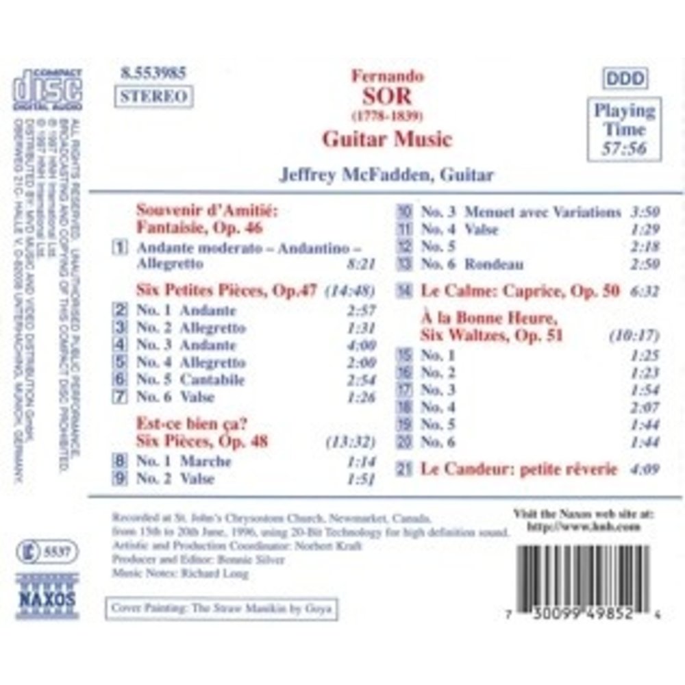 Naxos Sor:guitar Music Opp.46-48,50&