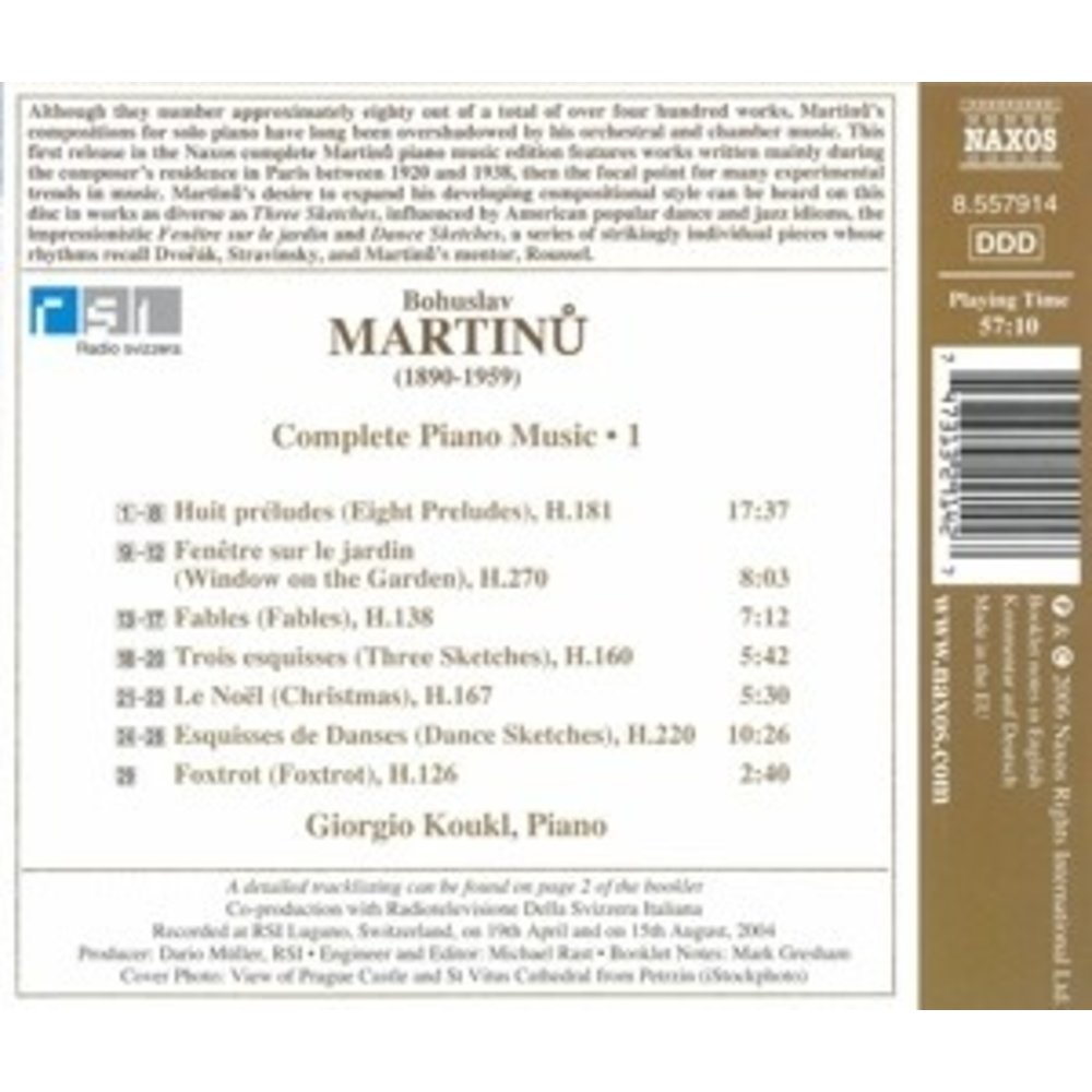 Naxos Martinu:complete Piano Music,1
