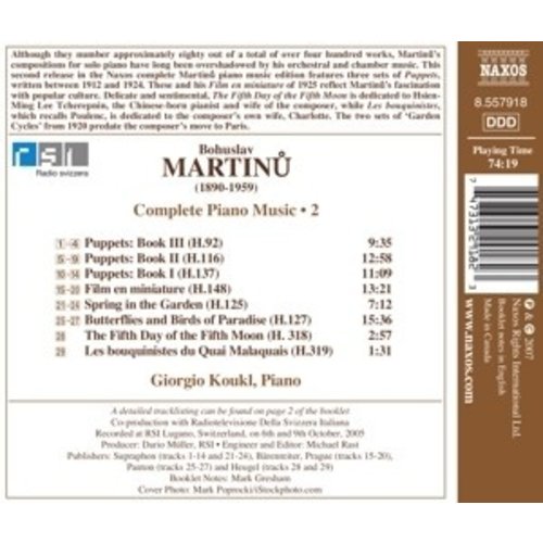Naxos Martinu: Piano Music Vol. 2
