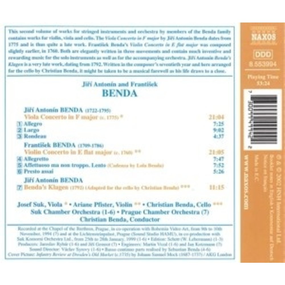 Naxos Benda: Viola&Violin Concertos