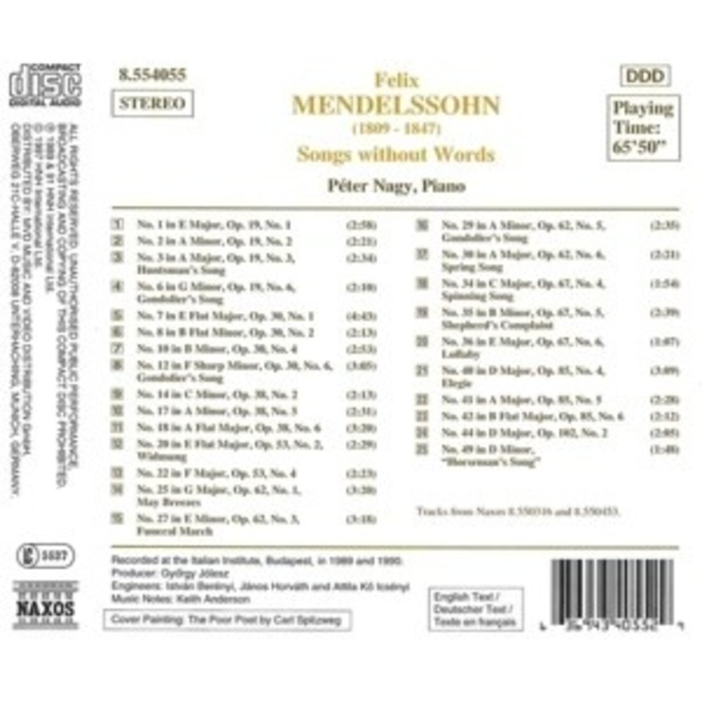 Naxos Mendelssohn: Songs W. Words