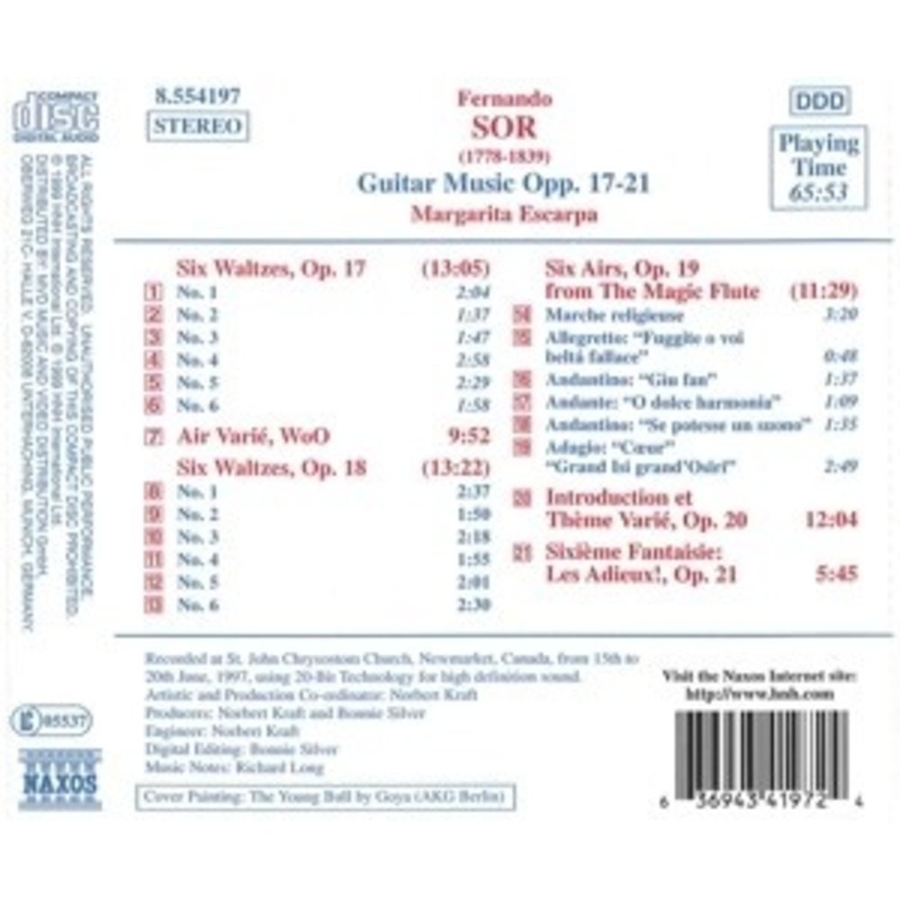 Naxos Sor: Guitar Music Opp. 17 - 21