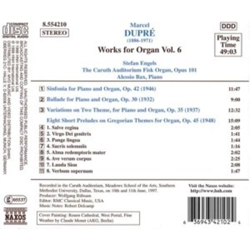 Naxos Dupre: Works For Organ Vol. 6