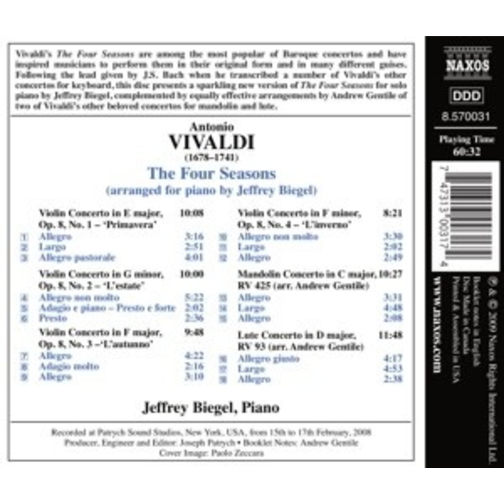 Naxos Vivaldi: Four Seasons Arr. Piano