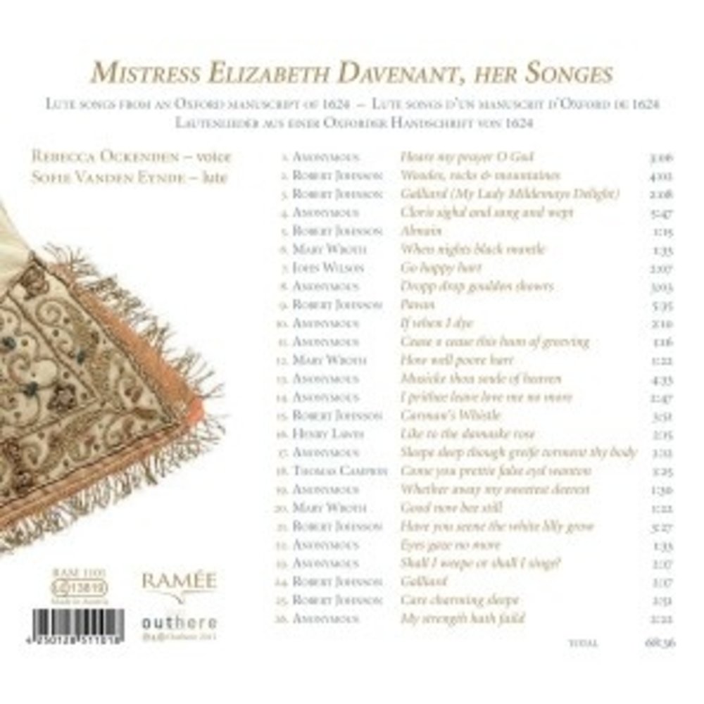 Ramée Mistress E. Davenant, Her Songes