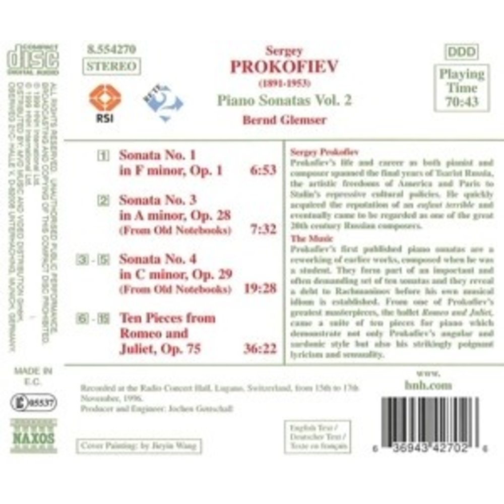 Naxos Prokofiev:piano Sonata N.1,3&4