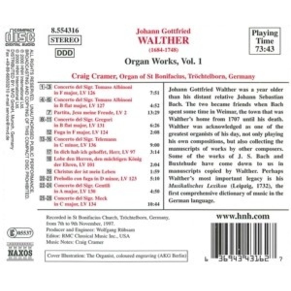 Naxos Walther: Organ Works,Vol.1