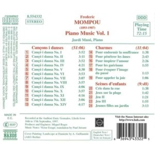 Naxos Mompou: Piano Music Vol.1