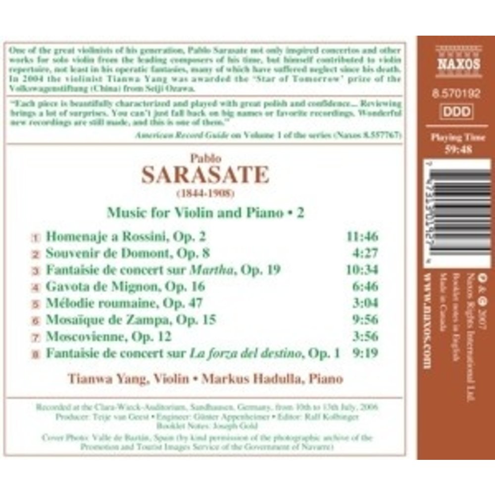 Naxos Sarasate: Music F. Viol.+Piano 2
