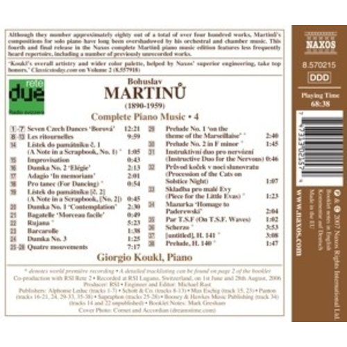 Naxos Martinu: Piano Music Vol. 4