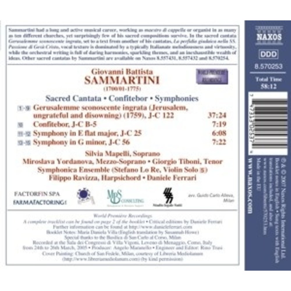 Naxos Sammartini: Gerusalemme(Sacred