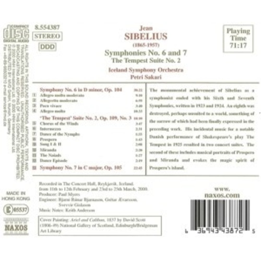 Naxos Sibelius: Symphonies No. 6 & 7