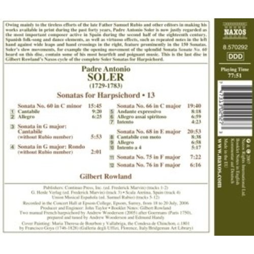 Naxos Soler:sonatas For Harpsichord,V.13