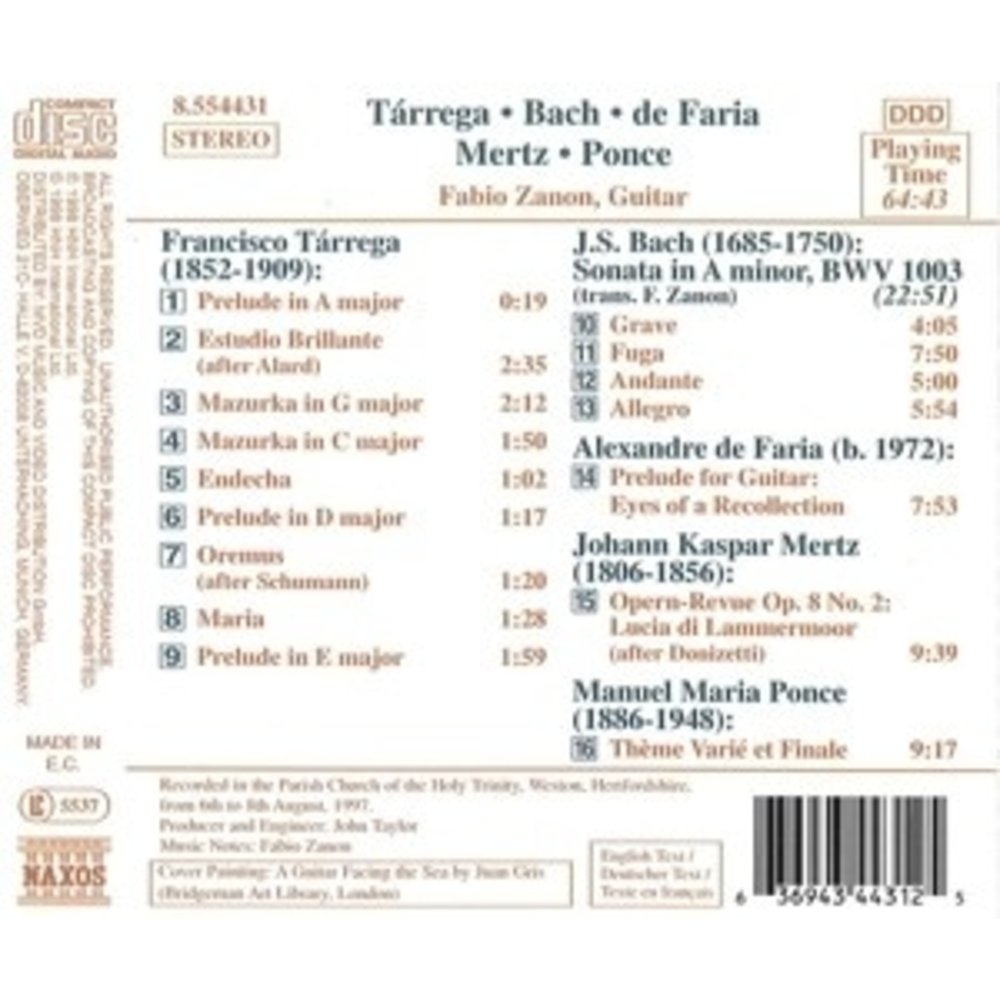 Naxos Zanon, Fabio: Guitar Recital