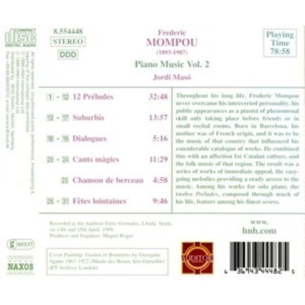 Naxos Mompou: Piano Music Vol.2