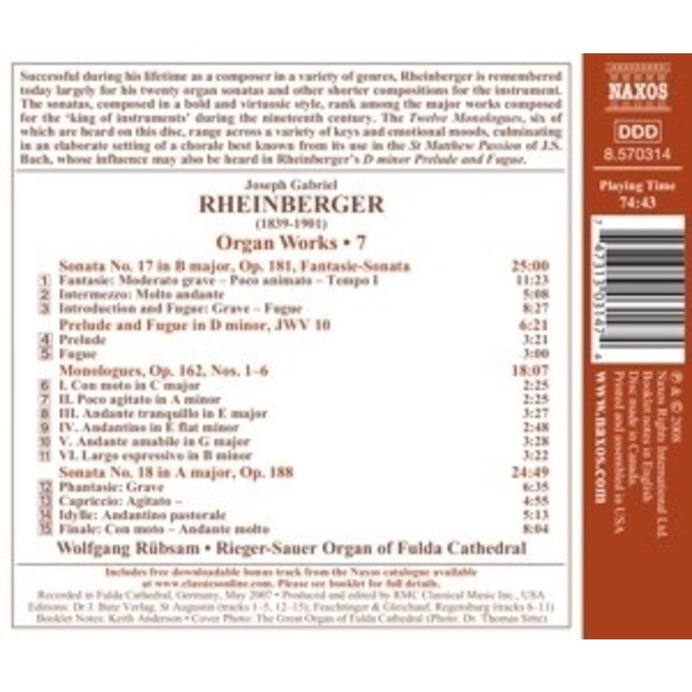 Naxos Rheinberger: Organ Works 7