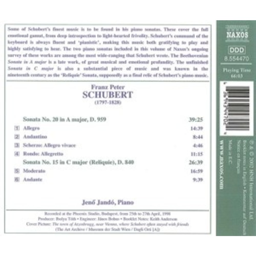 Naxos Schubert:piano Sonats No.15&20