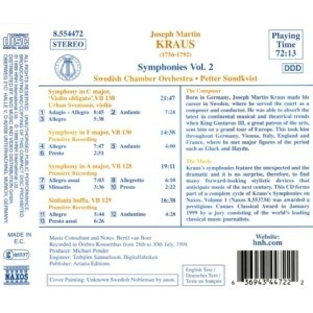 Naxos Kraus: Symphonies Vol.2