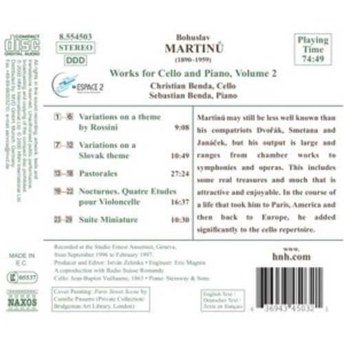 Naxos Martinu:works For Cello&Piano