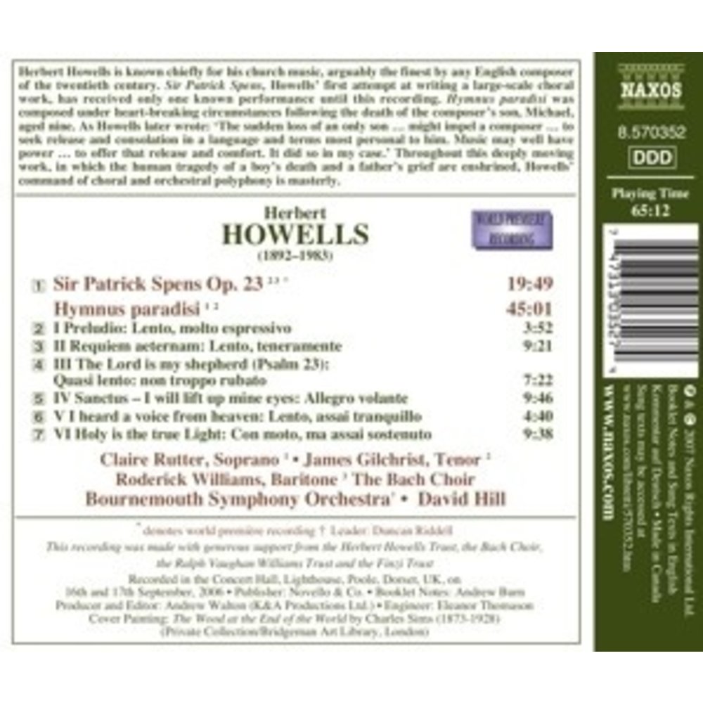 Naxos Howells:hymnus Paradisi/Sir Patrick