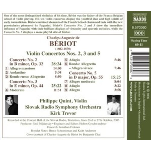 Naxos Beriot: Violin Concertos 2,3+5