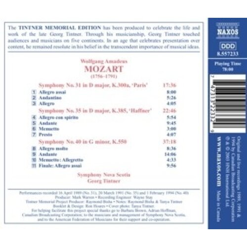 Naxos Tintner Memorial Edition.vol.1