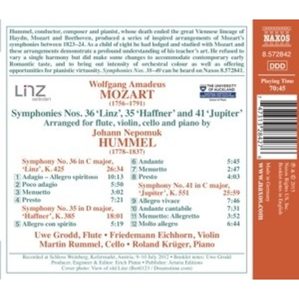 Naxos Arrangements Of W.a.mozart's Symphonies