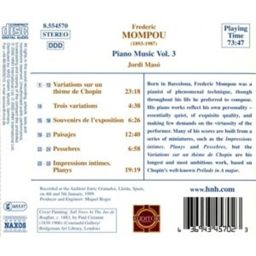 Naxos Mompou: Piano Music Vol.3