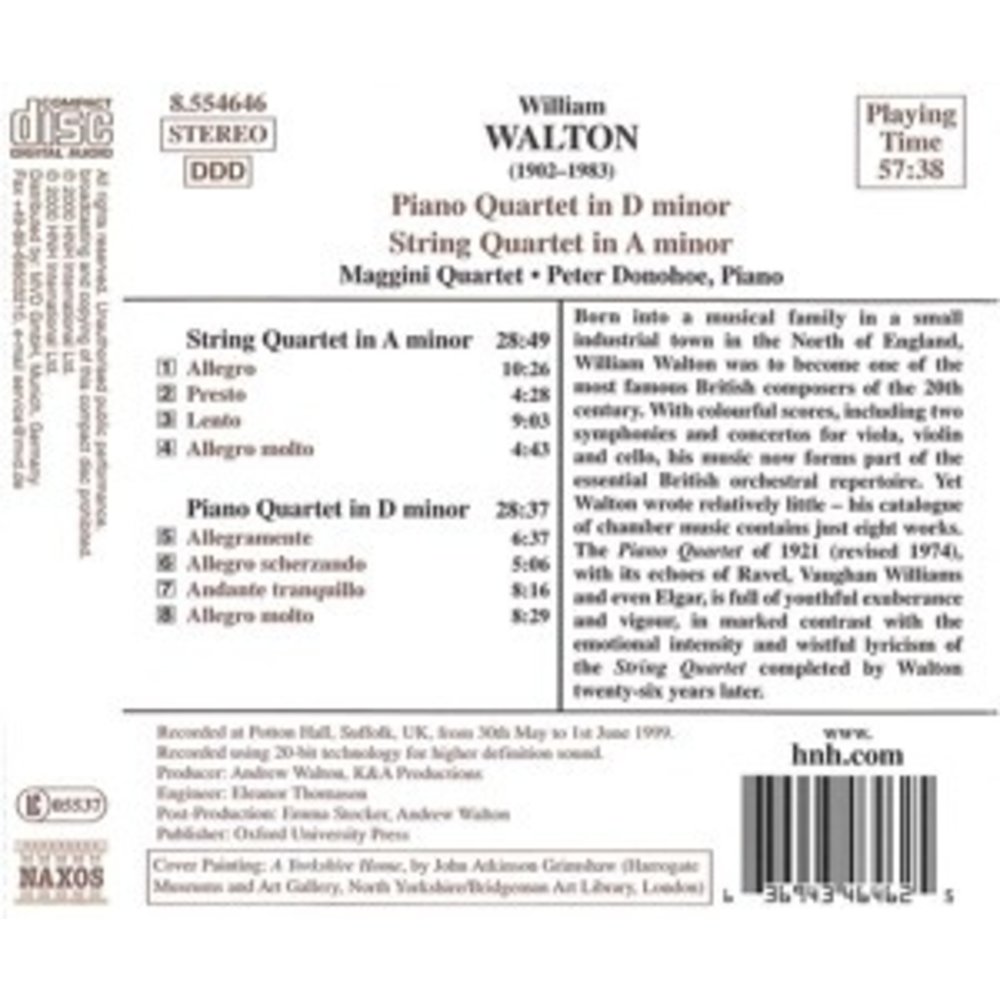 Naxos Walton:piano Quartet.string Qu