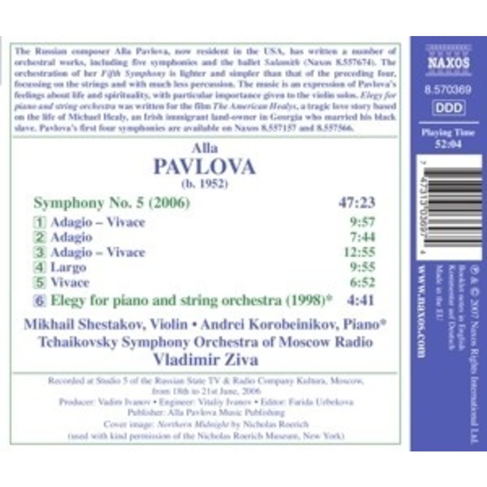 Naxos Pavlova: Symphony No. 5 / Elegy