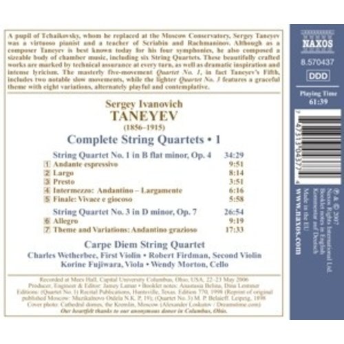 Naxos Taneyev: String Quartets V.1