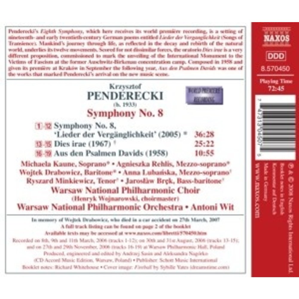 Naxos Penderecki: Symphony No. 8